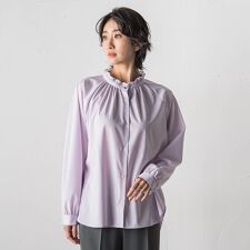 【大きいサイズ】ドレープブロードストレッチブラウス