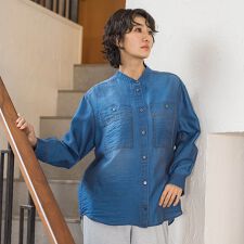 【大きいサイズ】シアーデニムシャツ