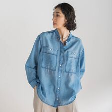 【大きいサイズ】シアーデニムシャツ