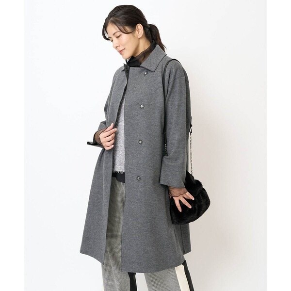 ジョルジュレッシュ ノーカラーコート ショート丈 グレー ウール混 【36】 5color/XS-LLsize》ウール混ノーカラーショートコート（ノー
