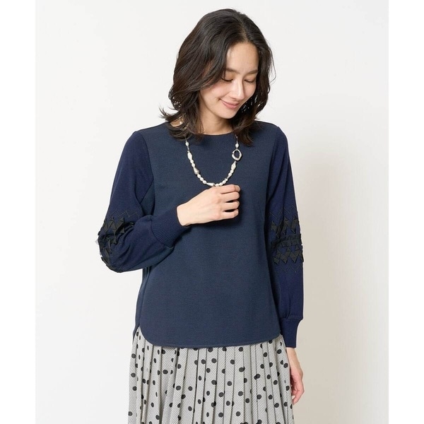 コットンナイロントリコット スタンドカラープルオーバー