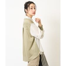 ストライプシャーリングブラウス
