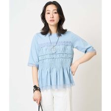 [接触冷感]チュールビスチェ風5分袖カットソー