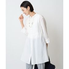 [接触冷感]シアーローンレースブラウス