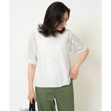 ラメ襟付きシアーメッシュニットカーディガン