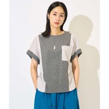 [撥水加工]ドルマンスリーブジャージーコンビカットソー