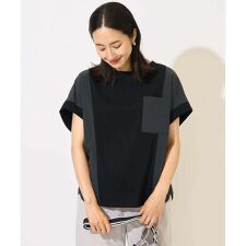 [撥水加工]ドルマンスリーブジャージーコンビカットソー