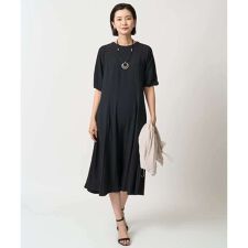 [接触冷感/吸水速乾]ボリュームスリーブフレアワンピース