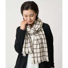 ラメツイードチェックウールストール