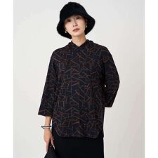 [日本製]ダブルフェイスミニフード9分袖ロゴカットソー