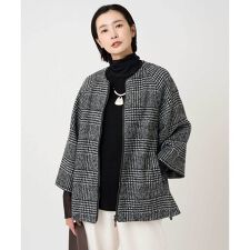ジョルジュ・レッシュ(GEORGES RECH)のシルクウールグレンチェックポンチョジャケット