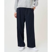 [日本製]サイドラインウールストライプワイドパンツ