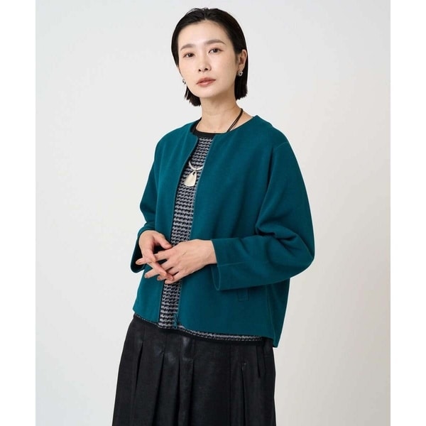 ミックスツイードノーカラージャケット | レリアン(Leilian