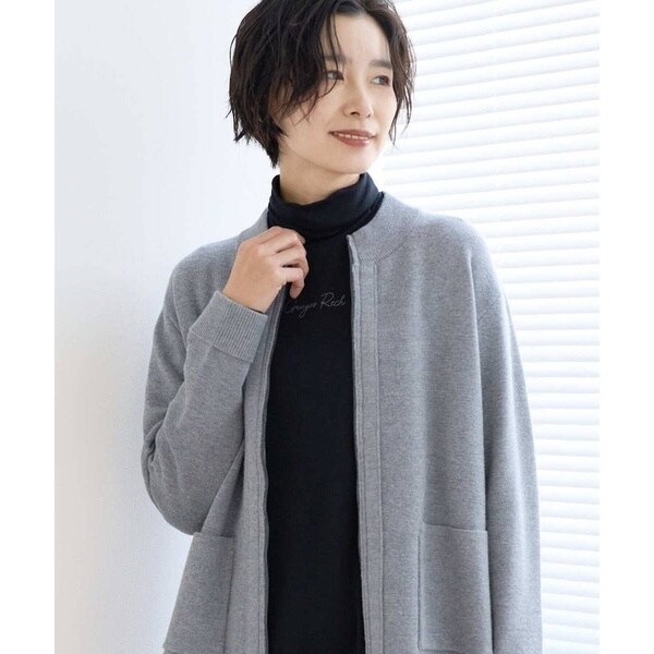 アンサンブル対応] ミラノリブジップアップニットカーディガン