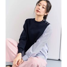 ストライプコンビアシンメトリーニット