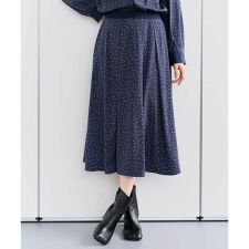 [セットアップ対応]ランダムドットタックフレアスカート