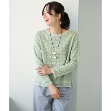 [日本製]レース柄ジャカードニットプルオーバー