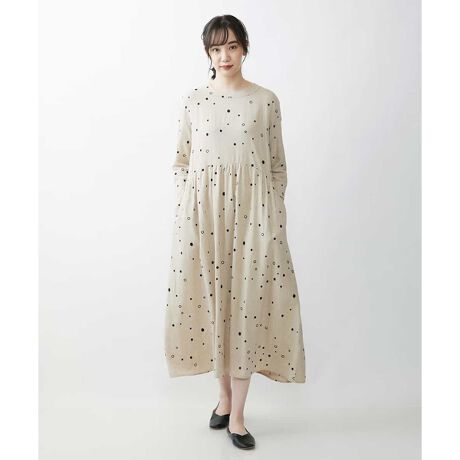 洗える】リネンドット刺繍ワンピース | ジャンニ・ロ・ジュディチェ 