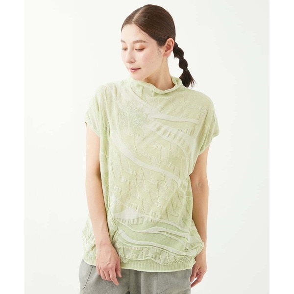 ジャンニ・ロ・ジュディチェ（GIANNI LO GIUDICE）/[洗える]ウェーブプレーティング刺繍ニット 洗える]ウェーブプレーティング刺繍ニット | ジャンニ・ロ・ジュディ