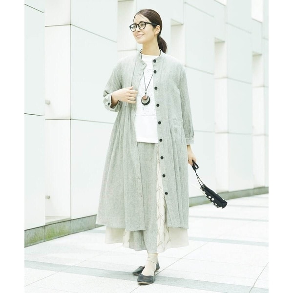 GIANNI LO GIUDICE / ジャンニ・ロ・ジュディチェ [洗える]リネンチェックロングシャツブラウス 洗える]リネンチェックロングシャツブラウス(ブラウス・シャツ