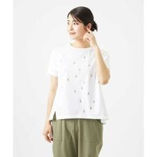 [洗える]コットン天竺しずくプリントカットソープルオーバー