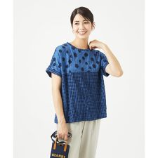 [洗える・日本製]麻混ドットワッシャージャガードカットソープルオーバー