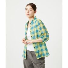 [洗える]シャーリングチェックシャツブラウス