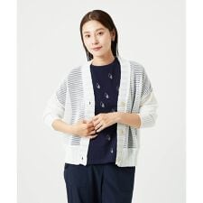 [洗える]透かし柄ニットカーディガン