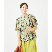 [接触冷感・洗える・日本製]強撚コットン天竺プリントカットソー