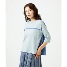 [洗える・日本製]ドッキングコットン天竺カットソー