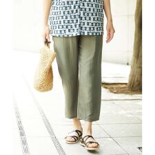 [洗える]レーヨンナイロンリネンパンツ