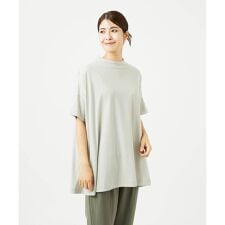 [接触冷感・洗える・日本製]クールローレルスカイコットチュニックカットソー