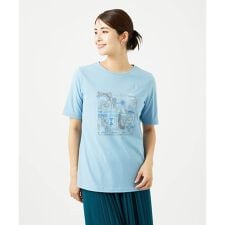 [接触冷感・洗える・日本製]クールローレルスカイコット刺繍カットソー