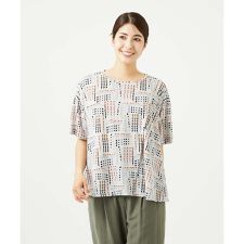[接触冷感・洗える]ラインドットプリントカットソー