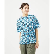 [接触冷感・洗える・日本製]ドットサークルプリントカットソー