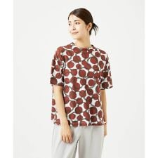 [接触冷感・洗える・日本製]ドットサークルプリントカットソー