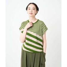 [洗える]シルク混ボーダーニット