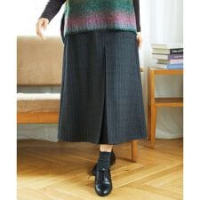 [洗える]レーヨン混ストレッチチェックスカート