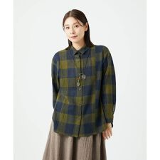 [日本製]リファインガーゼブロックチェックブラウス