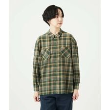 先染めチェックブラウス