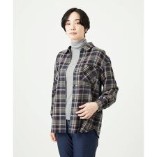 先染めチェックブラウス