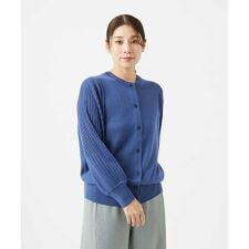 [洗える]ウール混リブニットカーディガン
