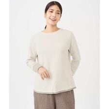 [洗える・日本製]コットンウェーブリバー配色カットソー