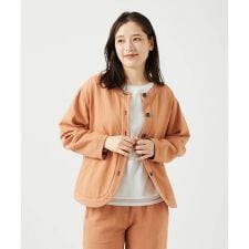 [洗える]二重織ガーゼデニム製品染めブルゾン