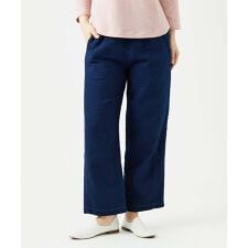 [洗える]二重織ガーゼデニム製品染めパンツ