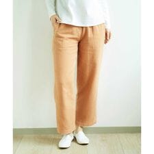 [洗える]二重織ガーゼデニム製品染めパンツ