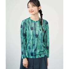 [洗える・日本製]幾何ストライププリントカットソー