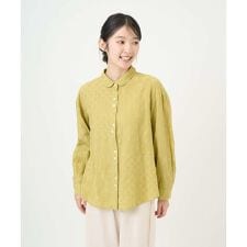 [洗える]シャドーボイルドット前開きブラウス