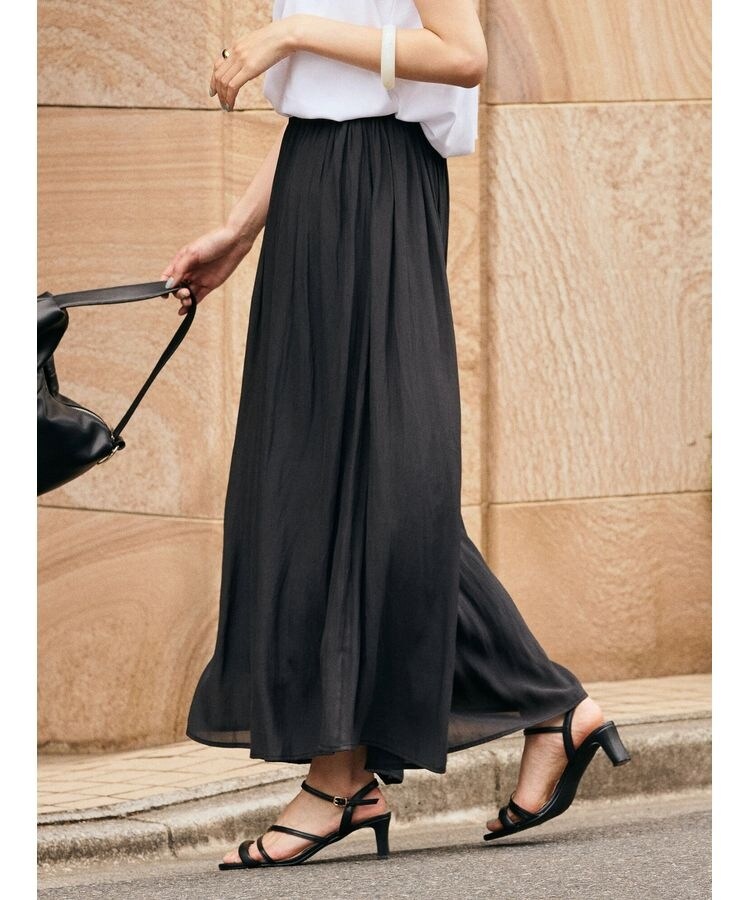 エアリーギャザーガウチョパンツ【裏地:接触冷感】 | アメリカン