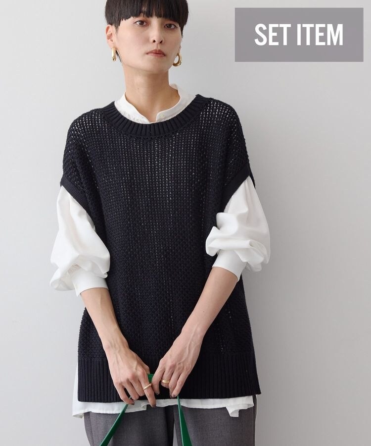 AMERICAN HOLIC SET イージーケアギャザーシャツ+ニットベスト AMERICAN HOLIC（アメリカンホリック） ブラウス シャツ SET イージー